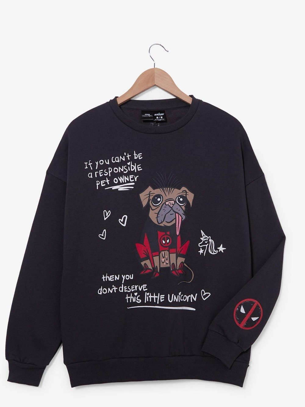 Cakeworthy Marvel Deadpool Dogpool Little Unicorn Crewneck XL